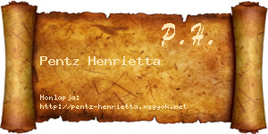 Pentz Henrietta névjegykártya